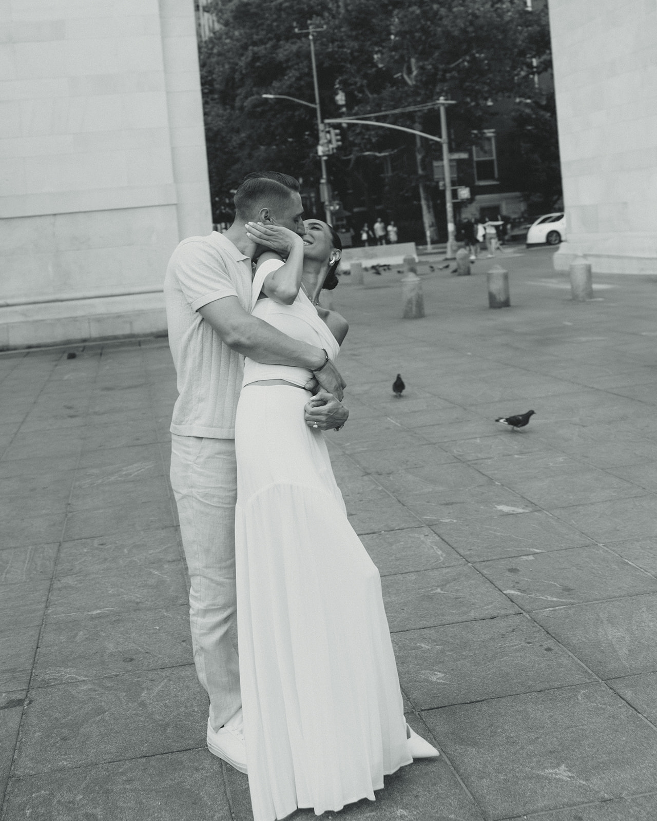 Washington square park & Soho Photoshoot Documentary Engagement Photos Engagement Session New York Black and White