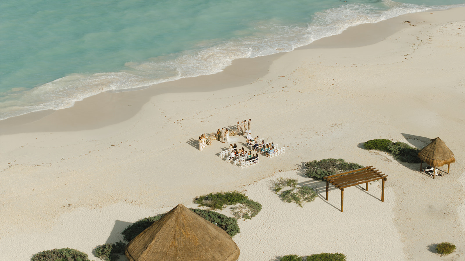 Drone Shot of Destination Beach Wedding in Mexico