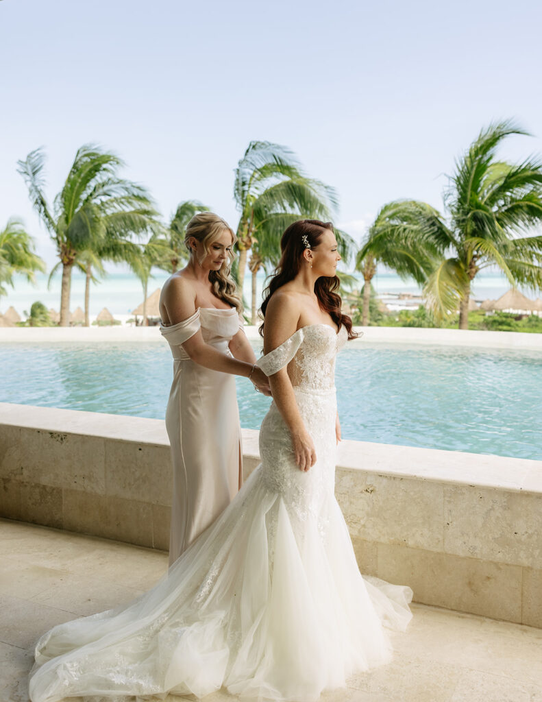 Bride Getting Ready Portraits at Dreams Playa Mujeres Mexico Wedding