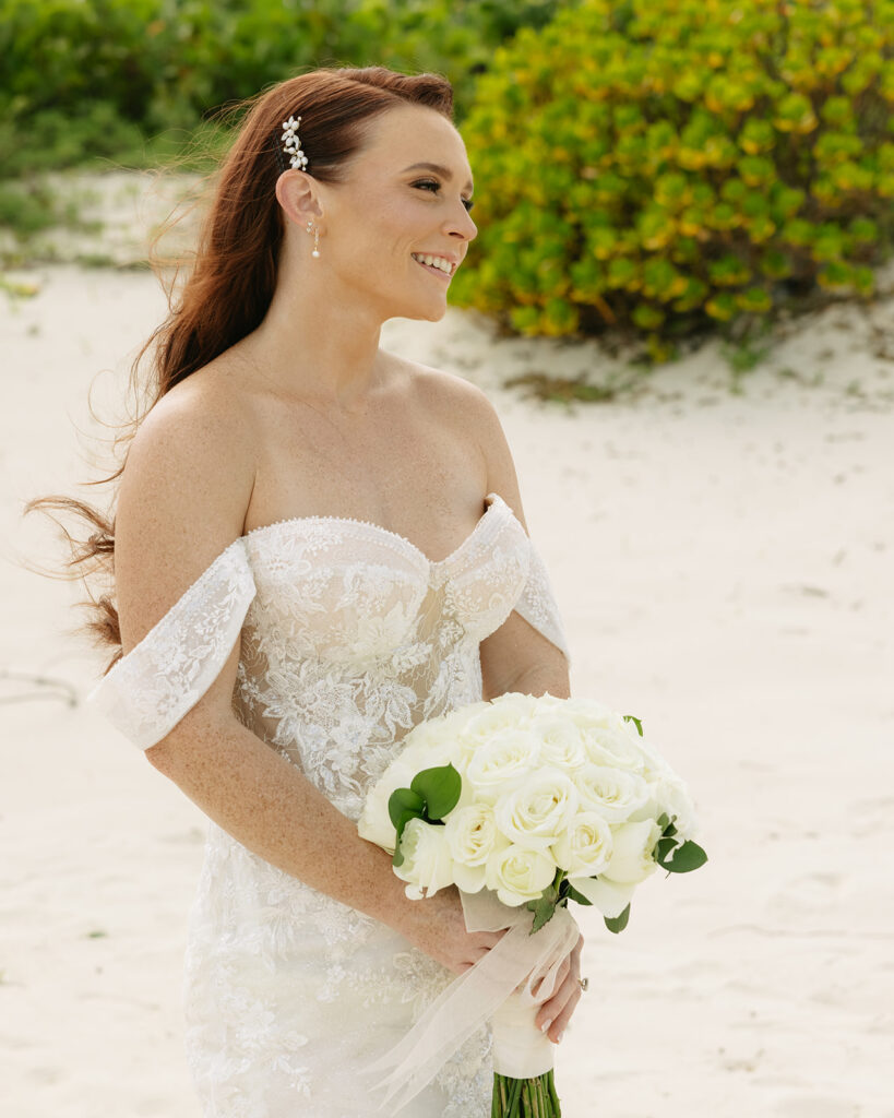 Bride and Bridesmaid Portraits at Dreams Playa Mujeres Mexico Wedding