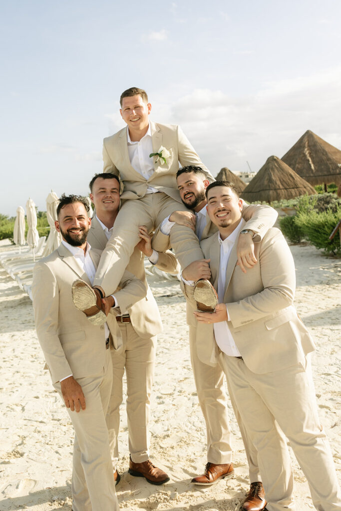 Beach Wedding Party at Dreams Playa Mujeres Mexico Wedding