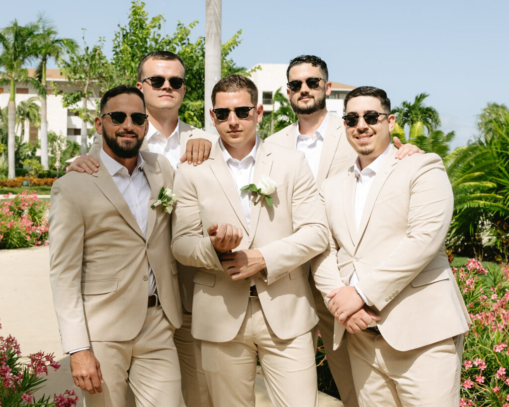 Groomsmen Portraits at Dreams Playa Mujeres Mexico Wedding