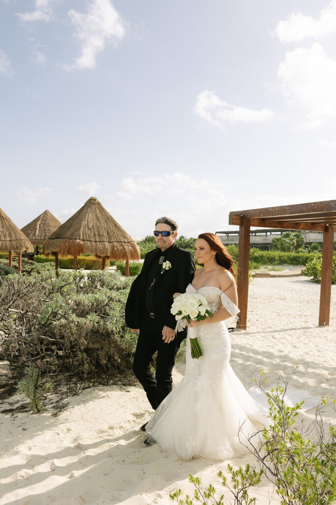 Beach Wedding Ceremony at Dreams Playa Mujeres Mexico Wedding