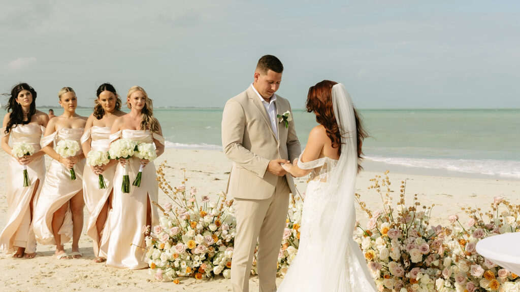 Beach Wedding Ceremony at Dreams Playa Mujeres Mexico Wedding