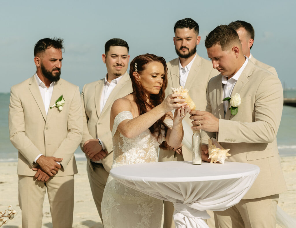Beach Wedding Ceremony at Dreams Playa Mujeres Mexico Wedding