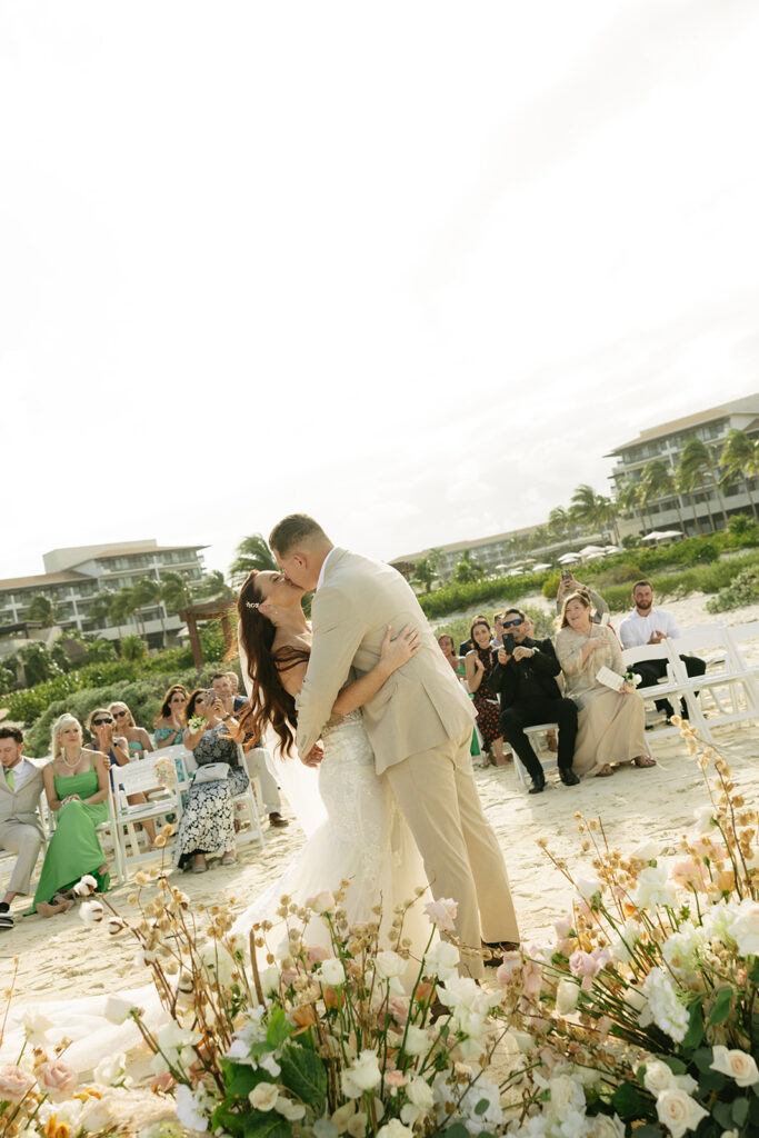 Beach Wedding Ceremony at Dreams Playa Mujeres Mexico Wedding