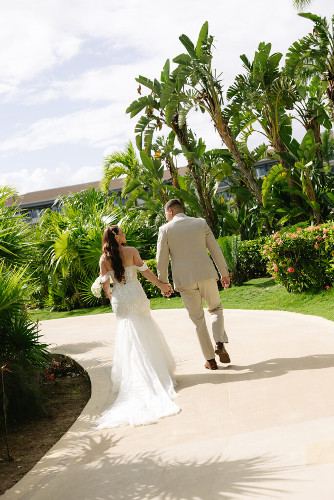 Bride and Groom First Look at Dreams Playa Mujeres Mexico Wedding