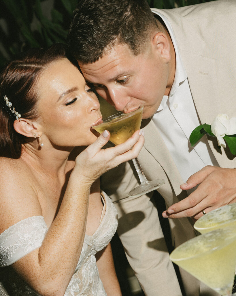 Champagne Tower Wedding Reception at Dreams Playa Mujeres Mexico