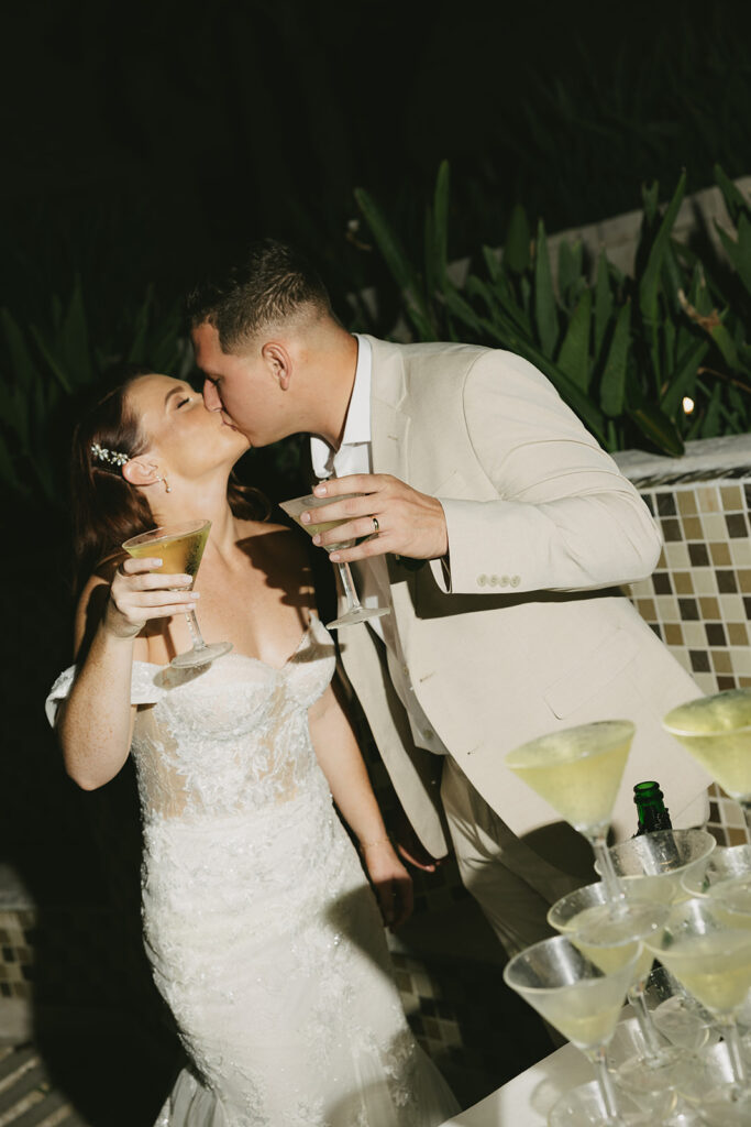 Champagne Tower Wedding Reception at Dreams Playa Mujeres Mexico