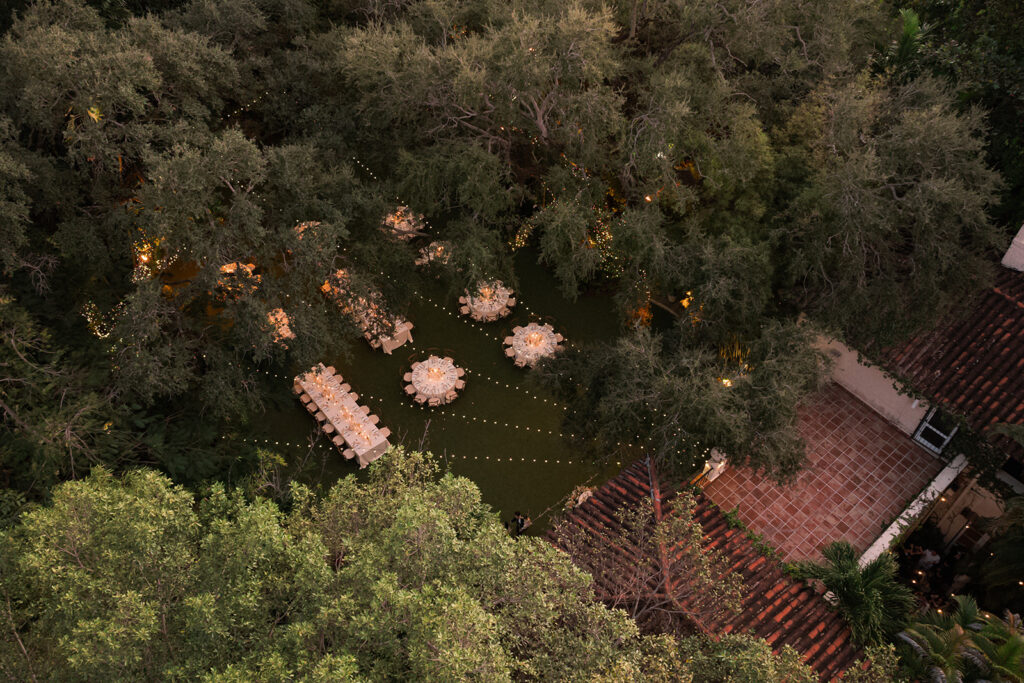 Villa Woodbine Candlelit Wedding Dinner Aerial Photography